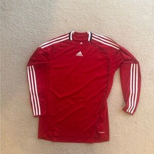 Adidas Red Long Sleeve Shirt with White Stripes
